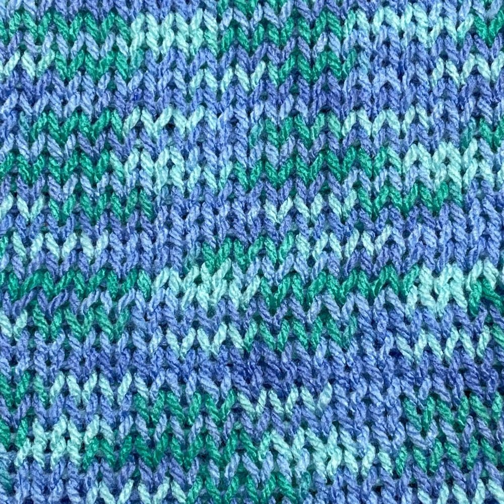 Handmade knit beanie hat blue and green double layered Adult size Women Soft - Picture 4 of 4